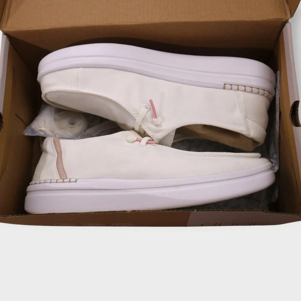 Hey Dude Wendy Rise Spark White Shoes US Women's 8 EU 39 Shimmer New With BOX - Picture 5 of 8